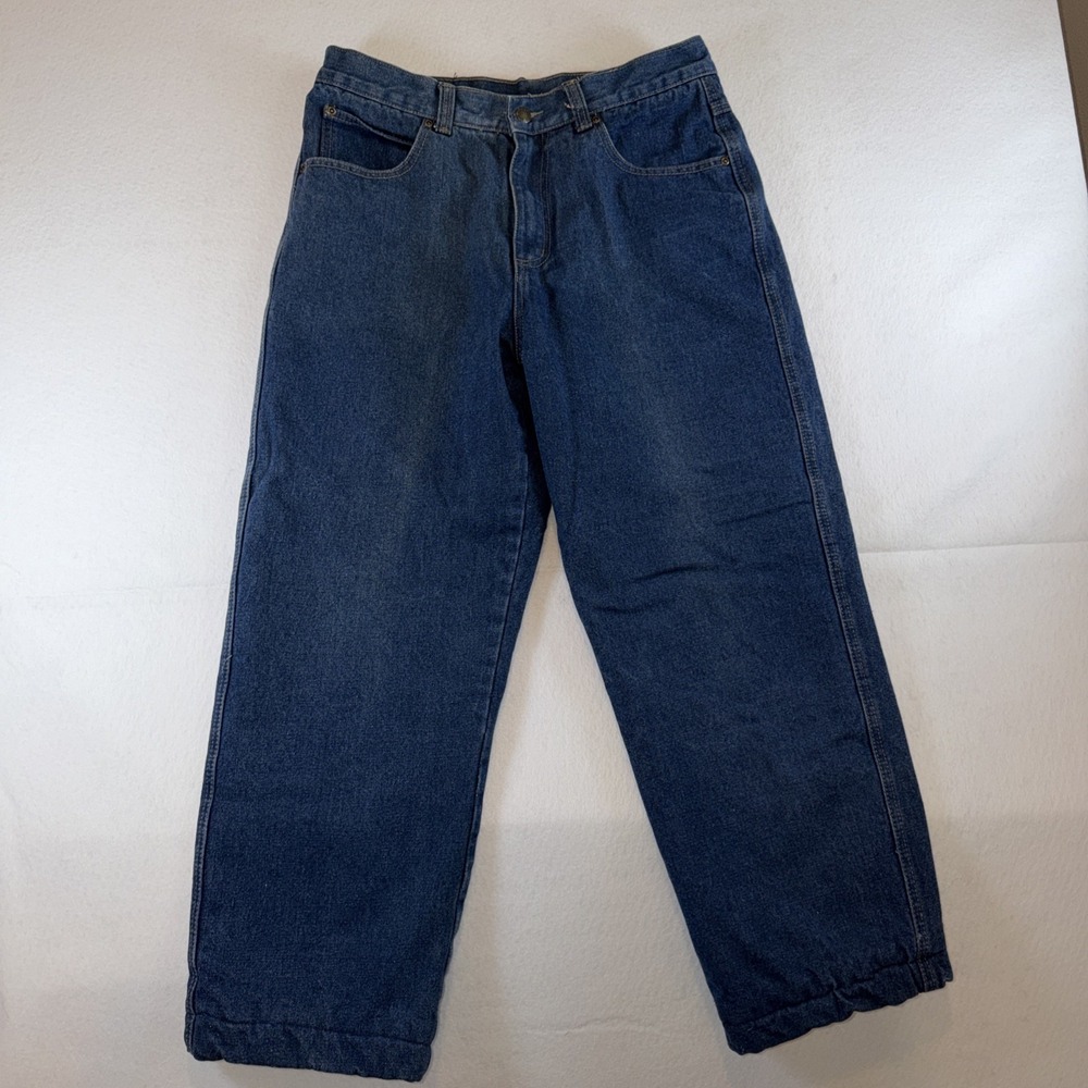 Smith's Workwear Fully Fleece Lined Thermal Dark Wash Blue Straight Jeans 33x27